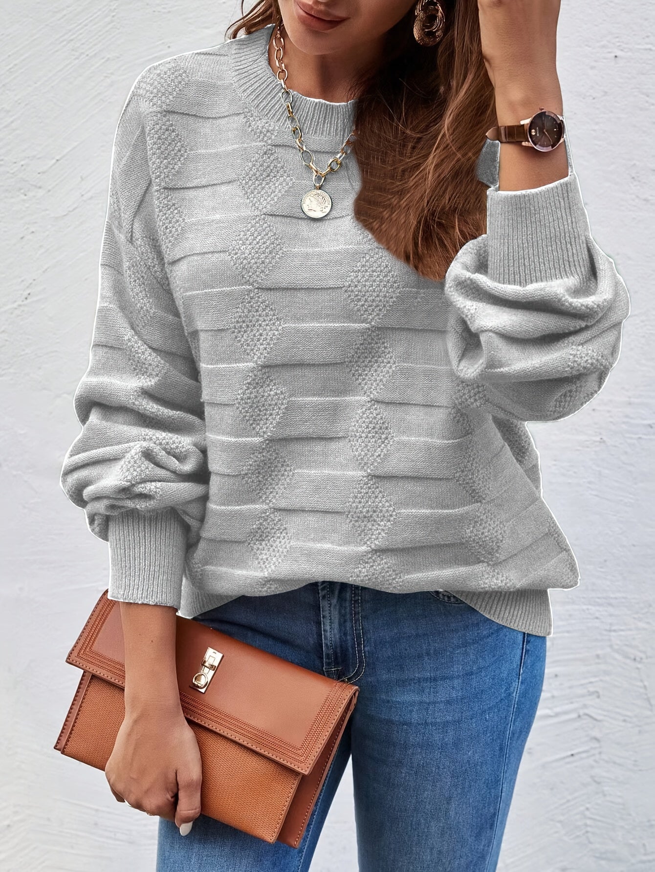 Karin | Casual Gebreide Trui Met Ronde Hals
