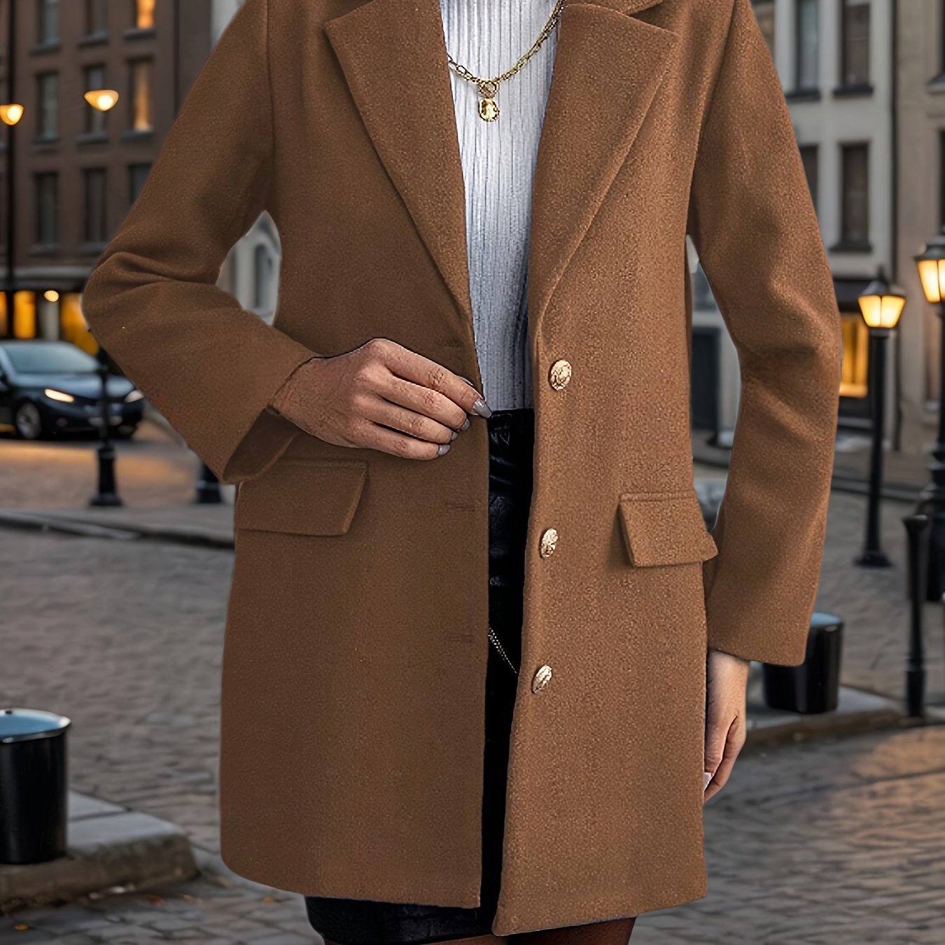 Mieke | Elegante Effen Lange Jas