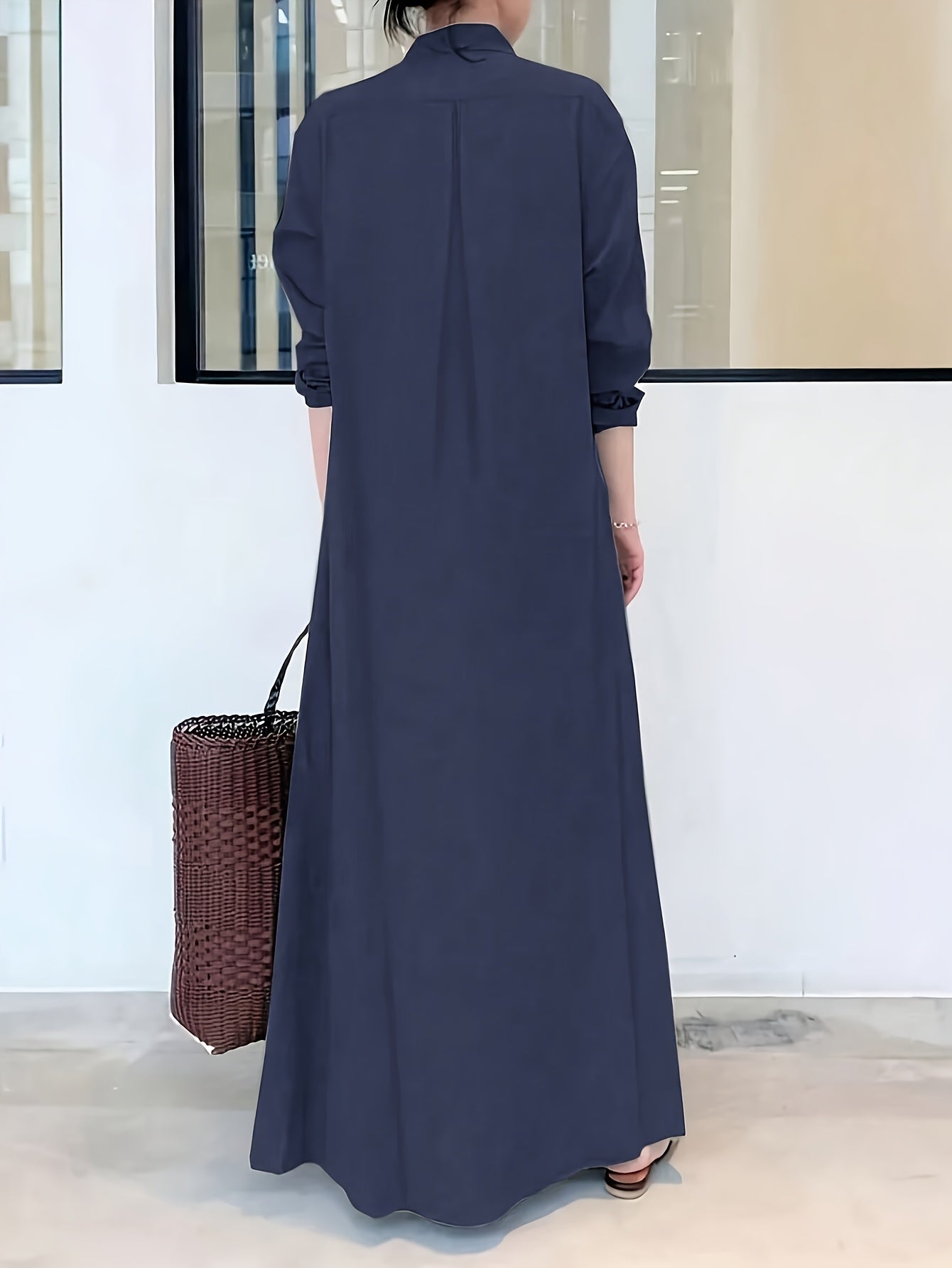 delia | Elegante Maxi Jurk Met Knoopsluiting En Losvallend Design