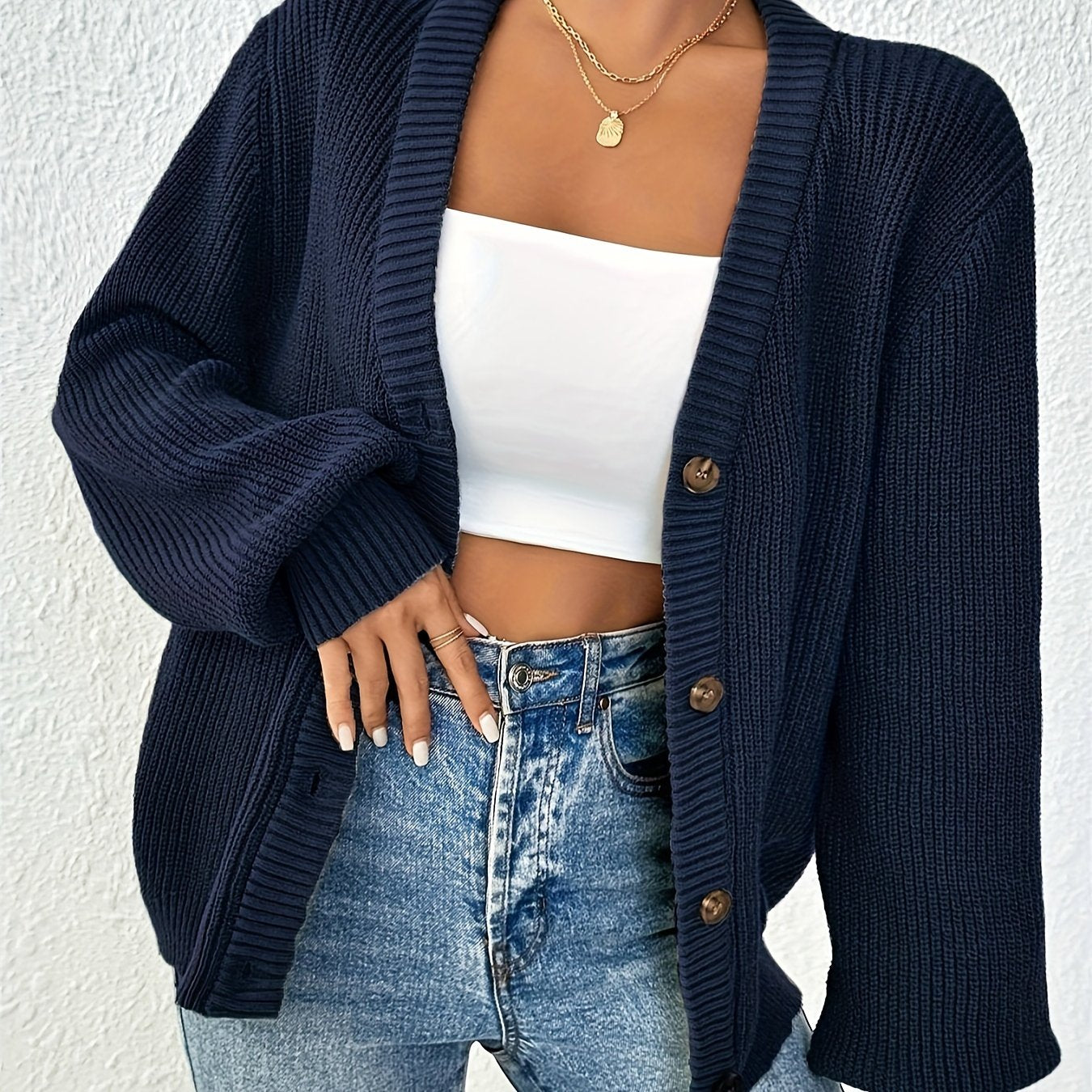 Hanna | Grofgebreid Vest Met Knopen