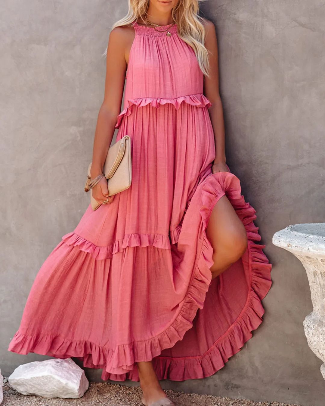 Liesbeth | Zomerse Maxi Jurk met Speelse Ruches