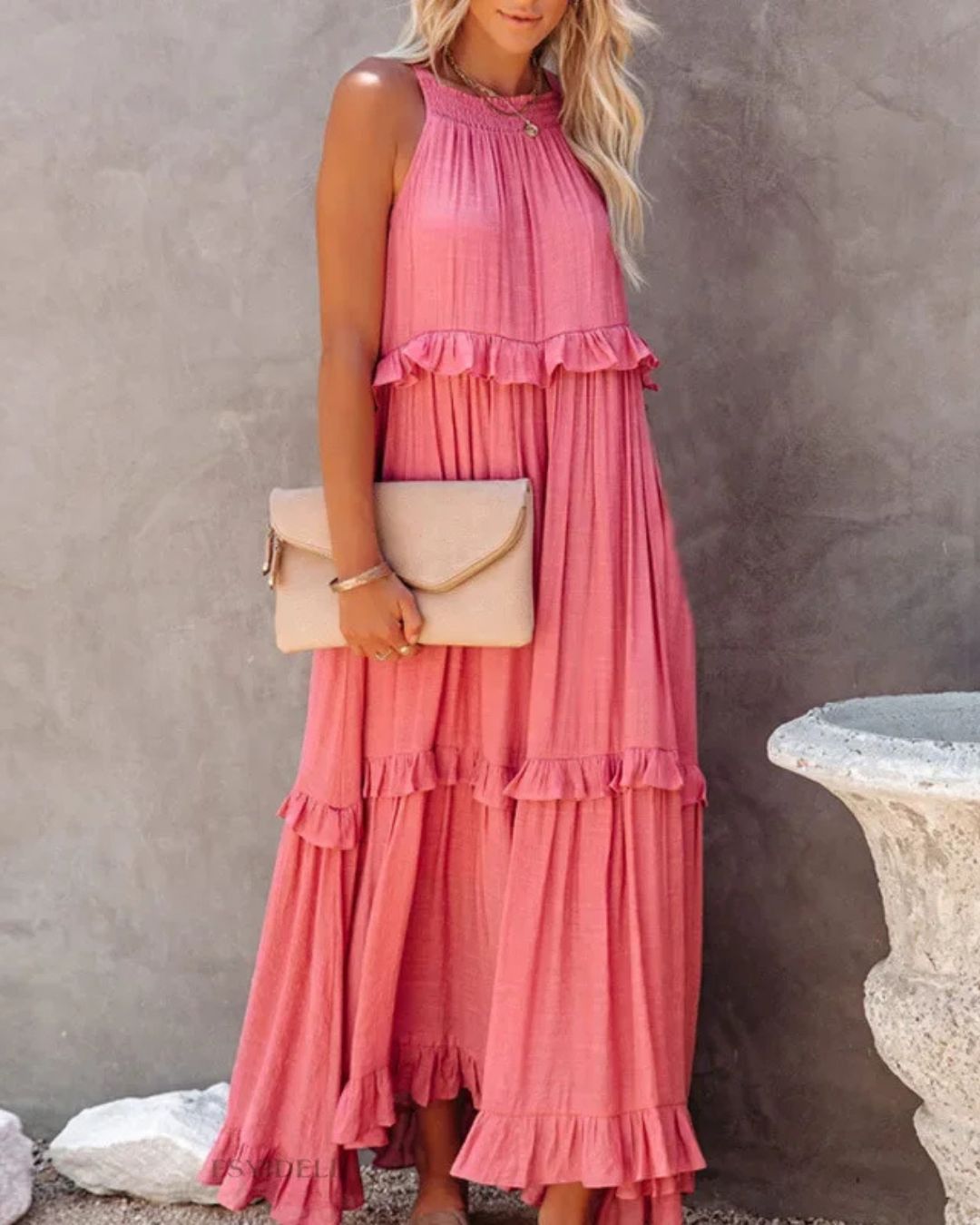 Liesbeth | Zomerse Maxi Jurk met Speelse Ruches