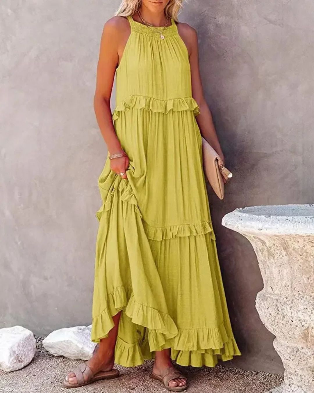 Liesbeth | Zomerse Maxi Jurk met Speelse Ruches