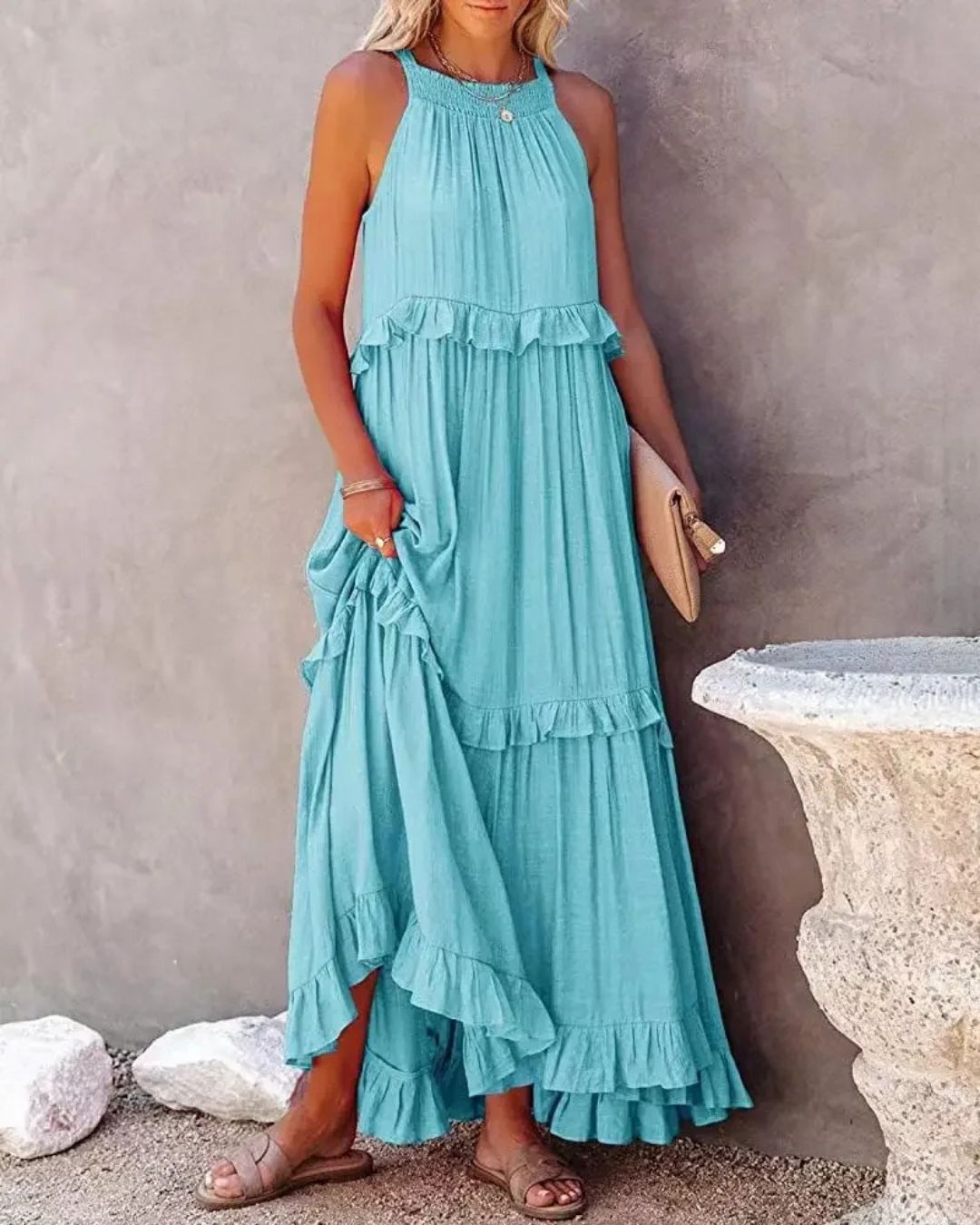 Liesbeth | Zomerse Maxi Jurk met Speelse Ruches