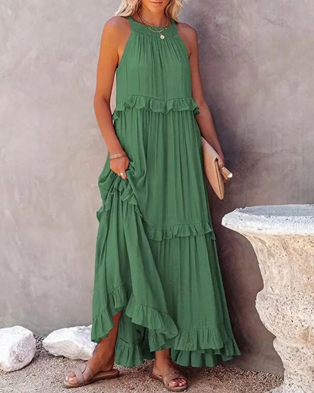 Liesbeth | Zomerse Maxi Jurk met Speelse Ruches
