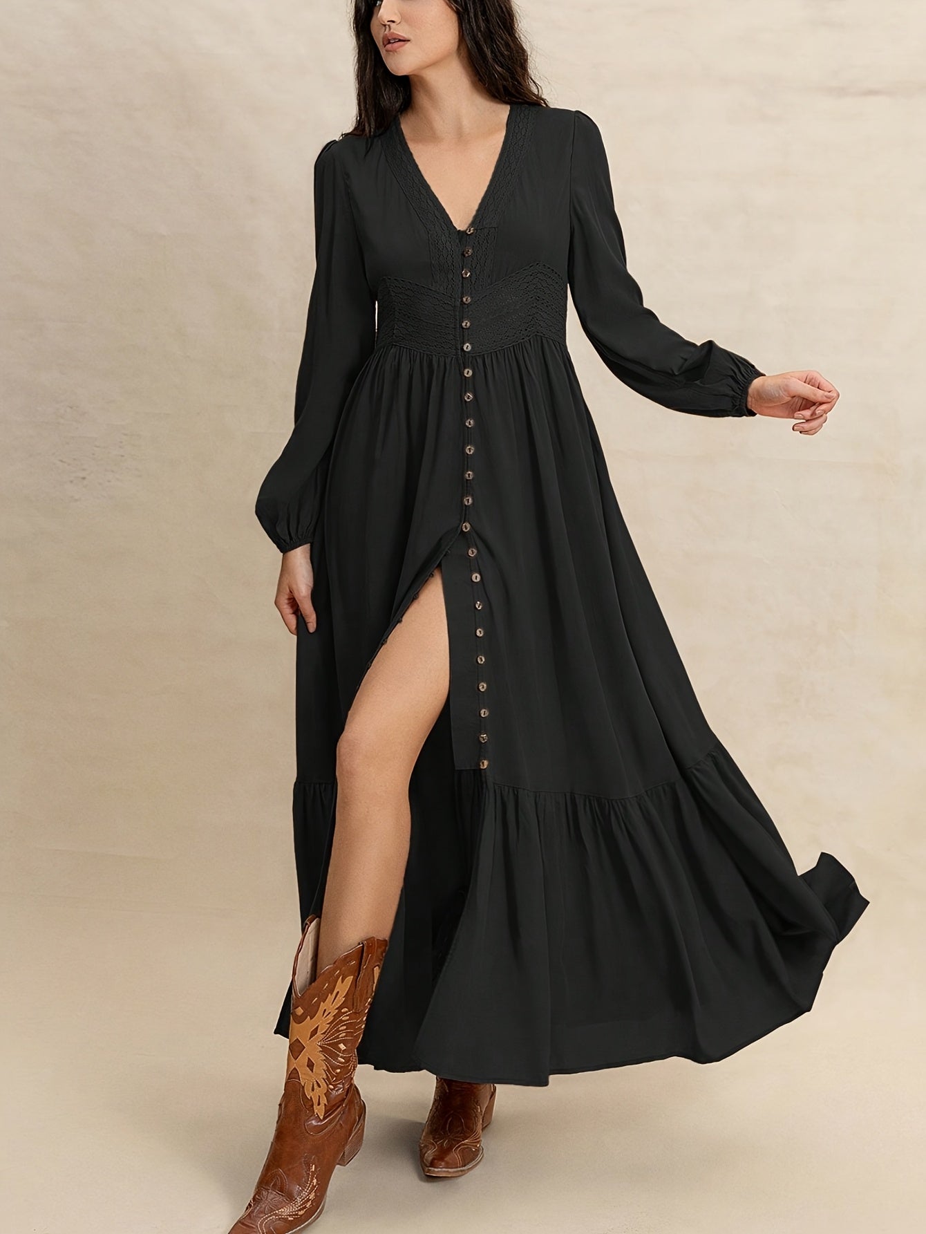 Patricia | Bohemian Vintage Jurk Met V-Hals