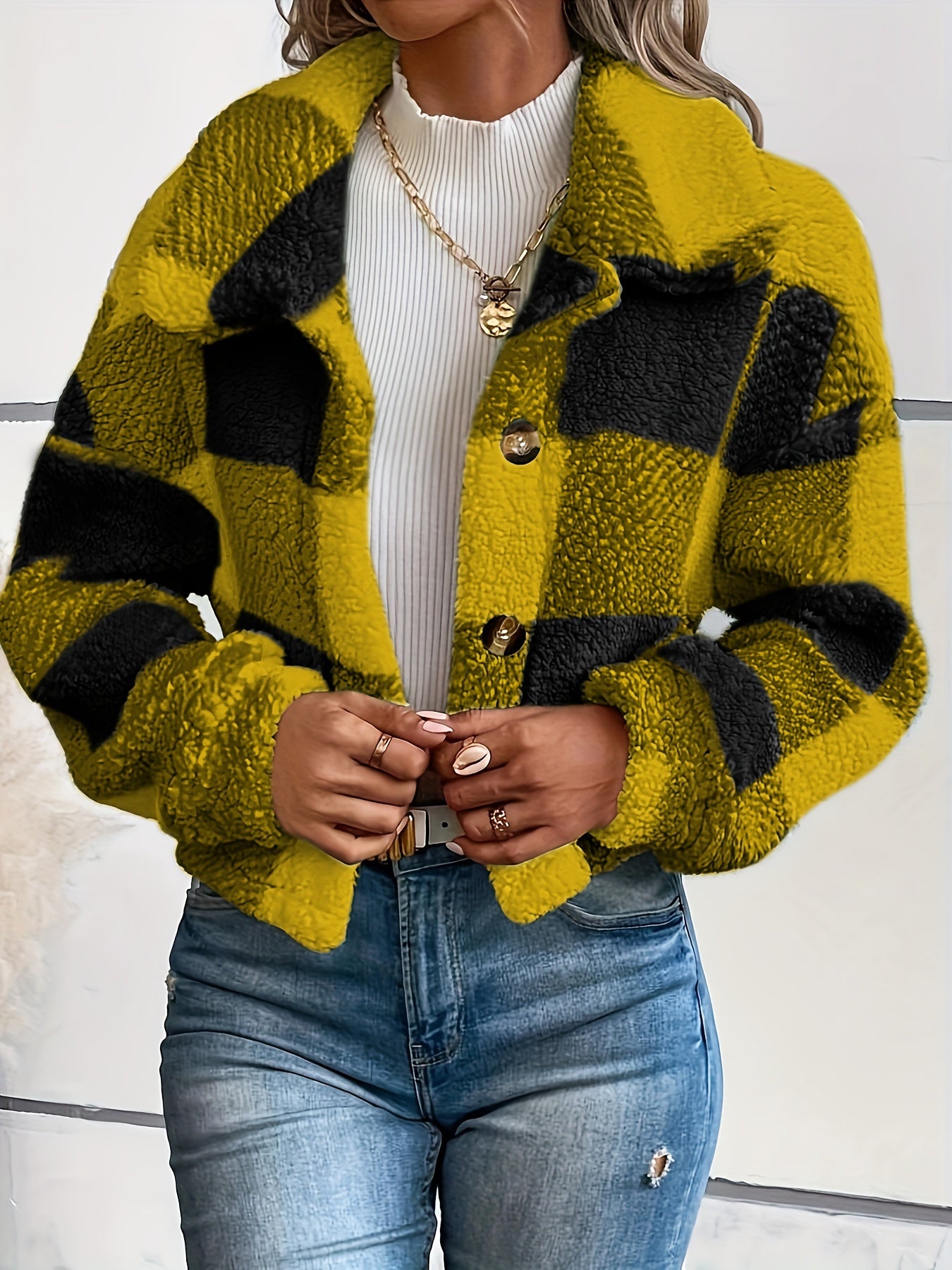 Rosalie | Geruite Teddy Jas Voor Dames