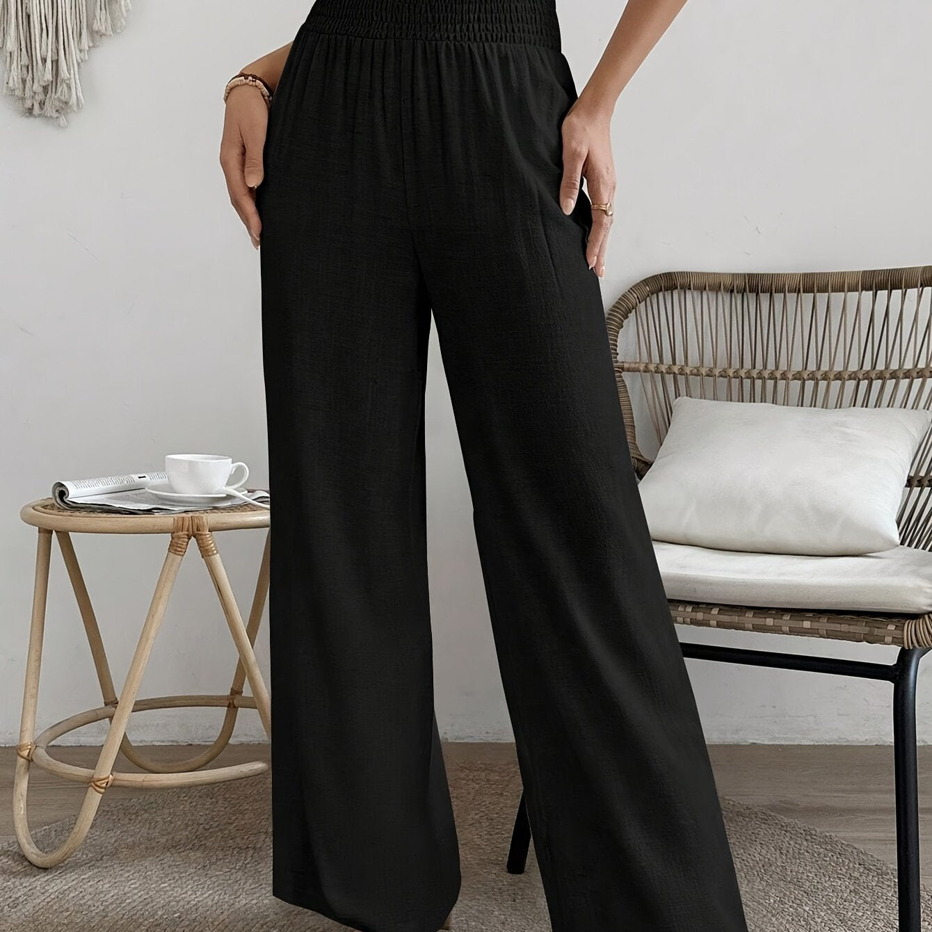 Ella | Casual Losse Broek Met Effen Kleur