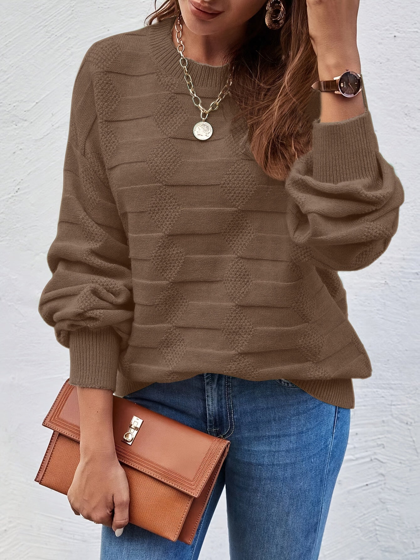 Karin | Casual Gebreide Trui Met Ronde Hals
