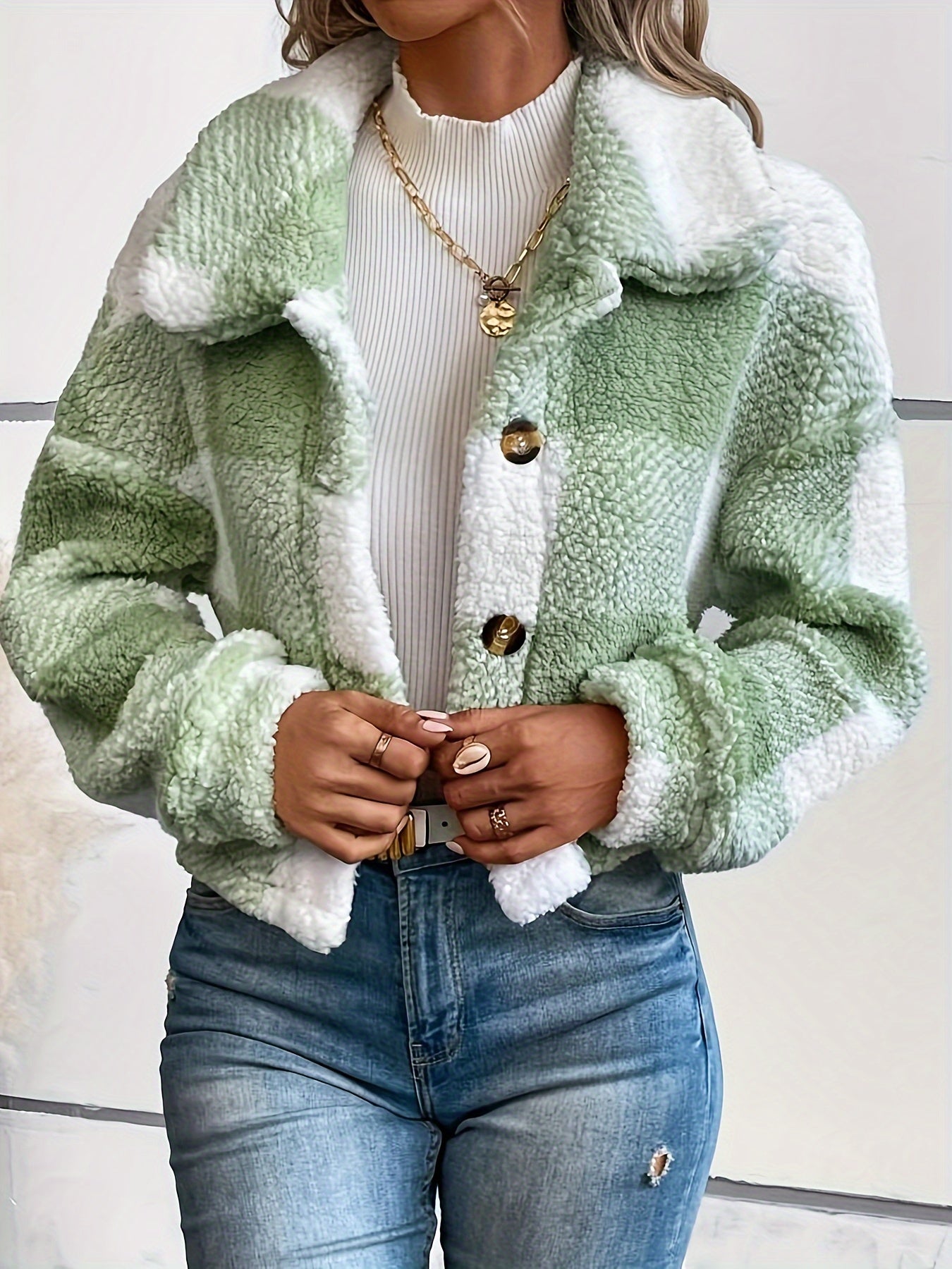 Rosalie | Geruite Teddy Jas Voor Dames
