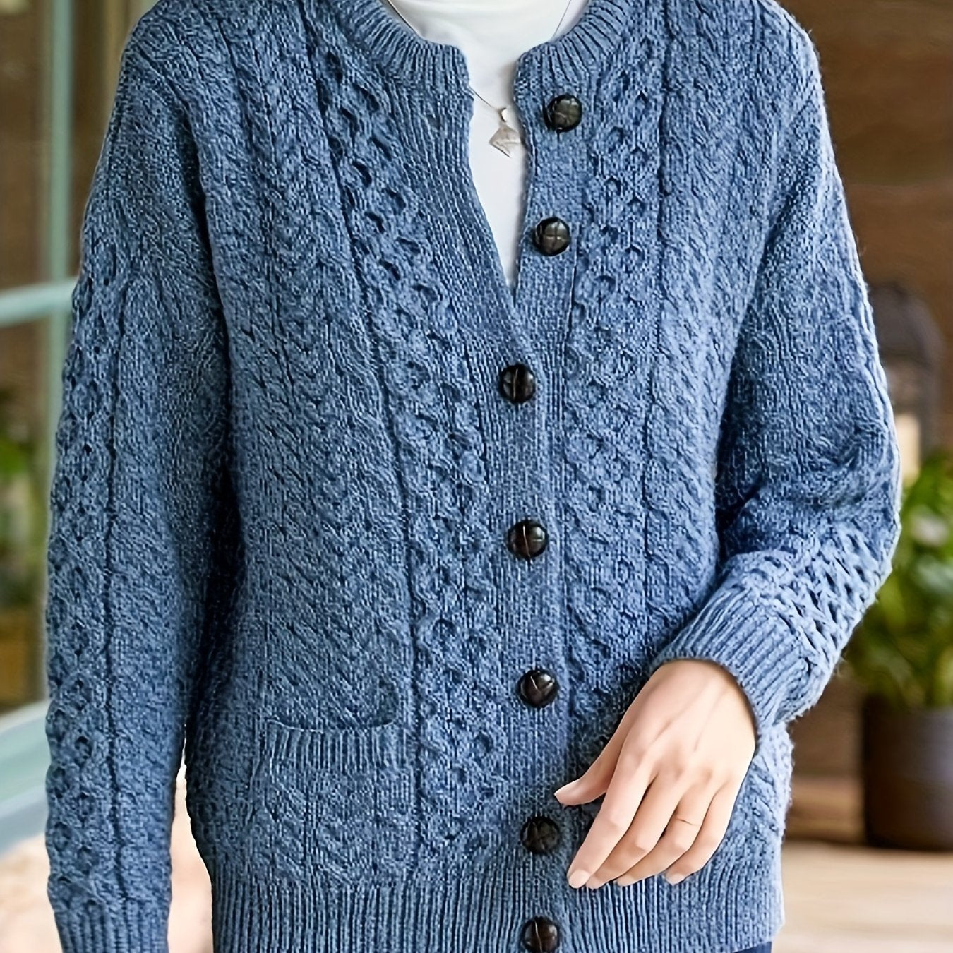 Lonneke | Geometrisch Kabelvest Met Knopen