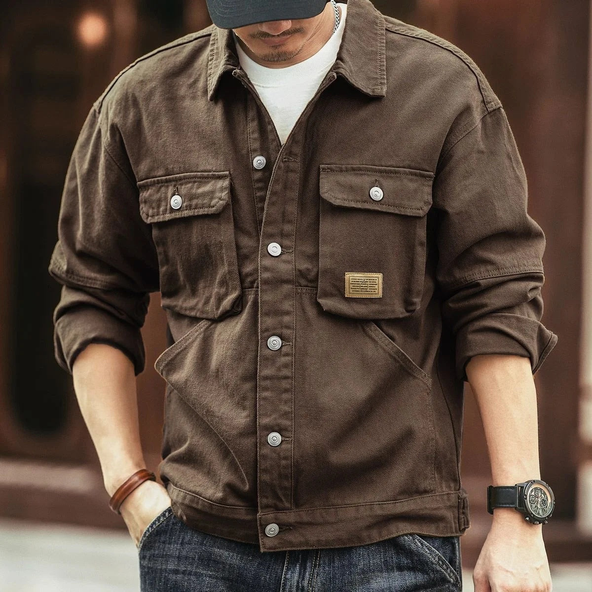 High-grade Overalls Loose American Retro Lapels Jacket