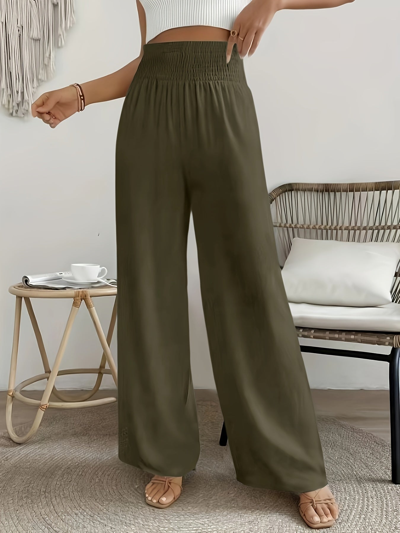 Ella | Casual Losse Broek Met Effen Kleur
