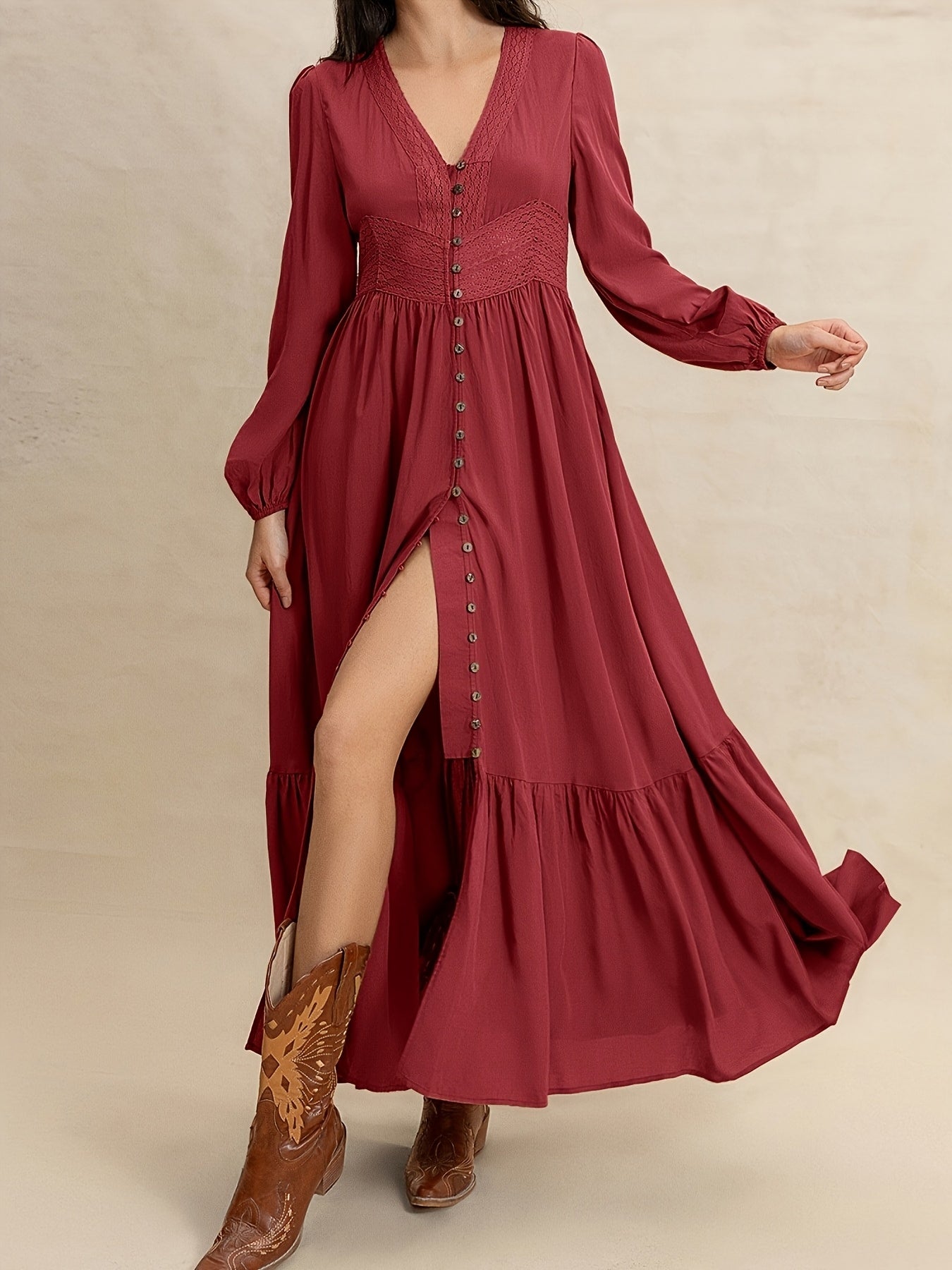 Patricia | Bohemian Vintage Jurk Met V-Hals