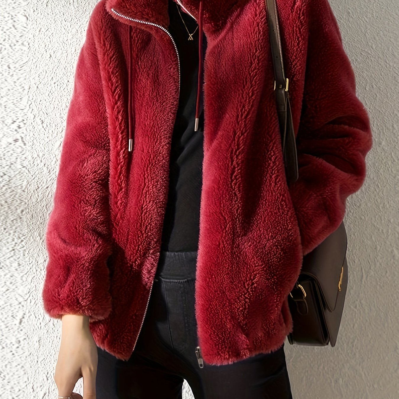 Geertruida | Casual Pluche Jack Met Rits