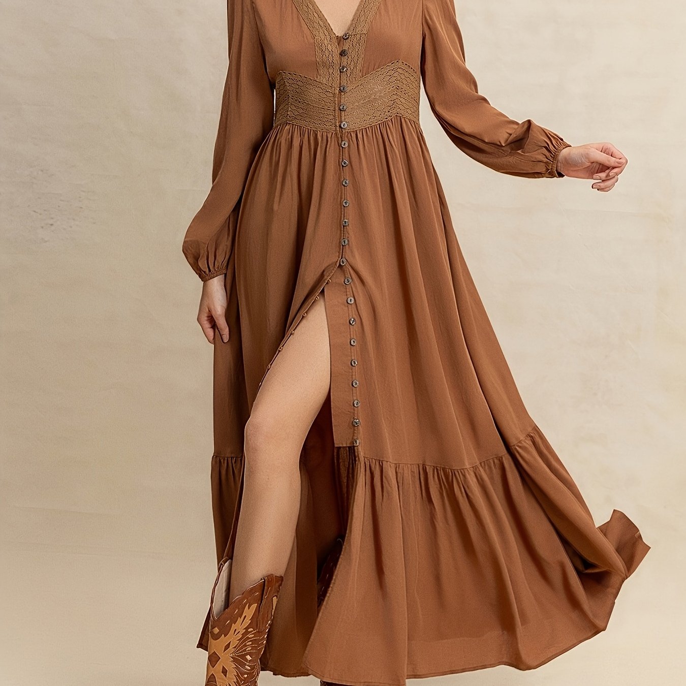 Patricia | Bohemian Vintage Jurk Met V-Hals