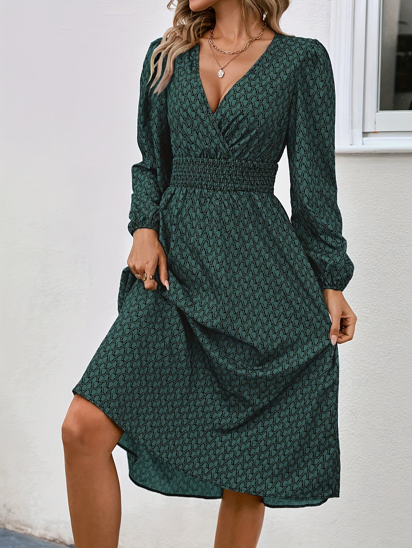 Carla | Midi Jurk Met Allover Print
