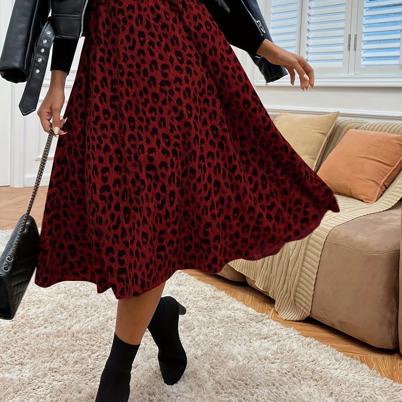 Saskia | Midi-Rok Met Hoge Taille En Luipaardprint