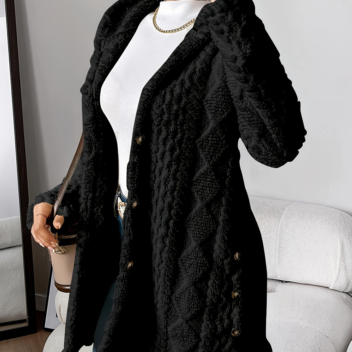 Dora | Lange Pluche Cardigan