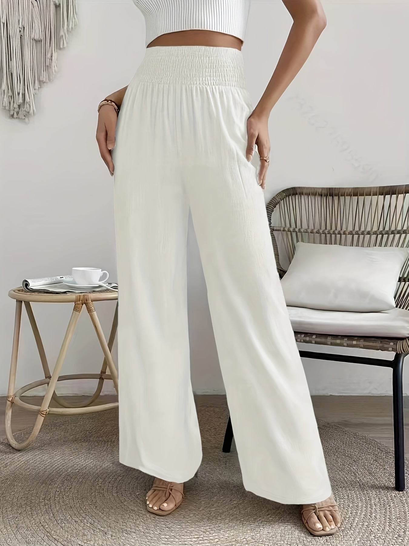 Ella | Casual Losse Broek Met Effen Kleur