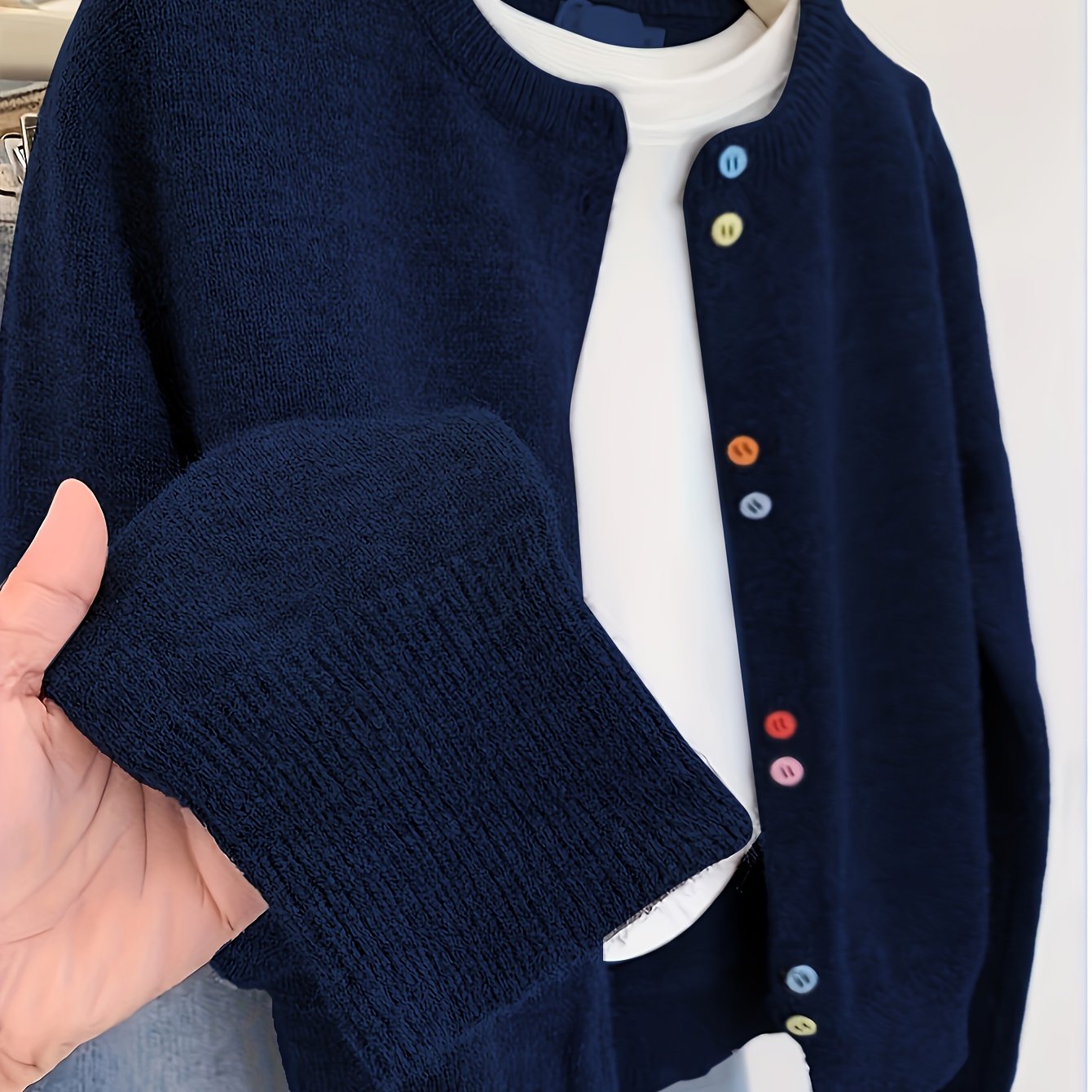 Janneke | Vintage Regenboog Knoop-Op Vest