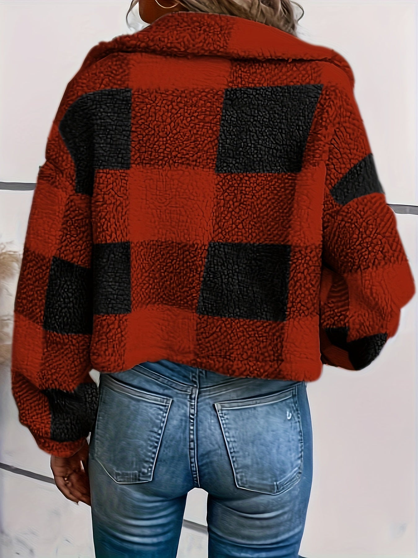 Rosalie | Geruite Teddy Jas Voor Dames