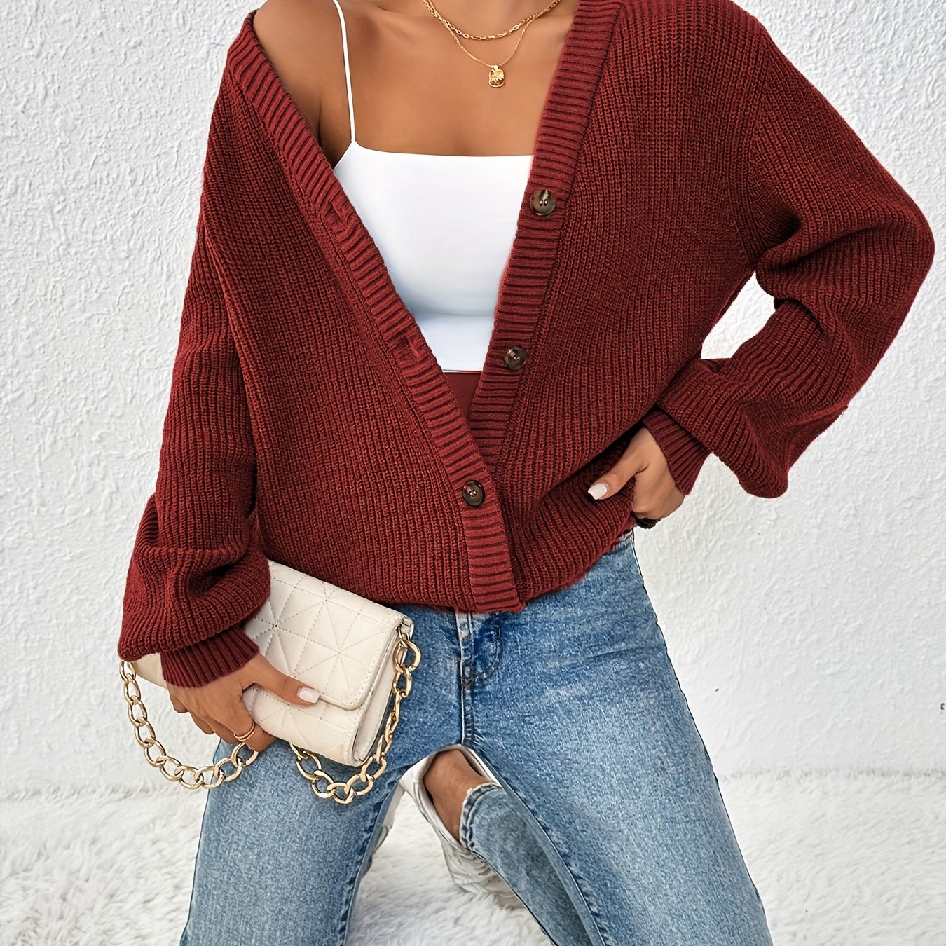 Hanna | Grofgebreid Vest Met Knopen