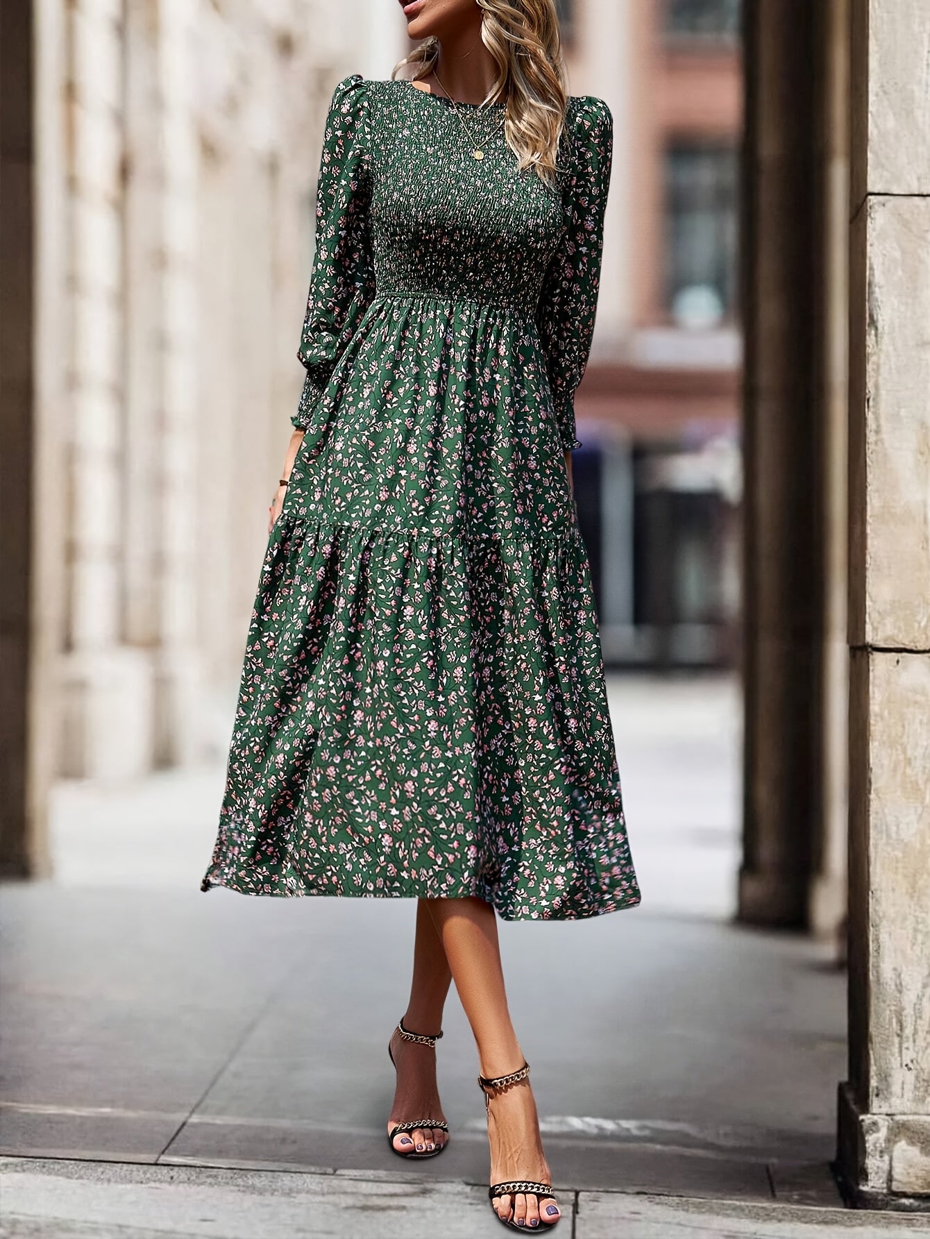 Wendy | Bloemenprint Midi Jurk