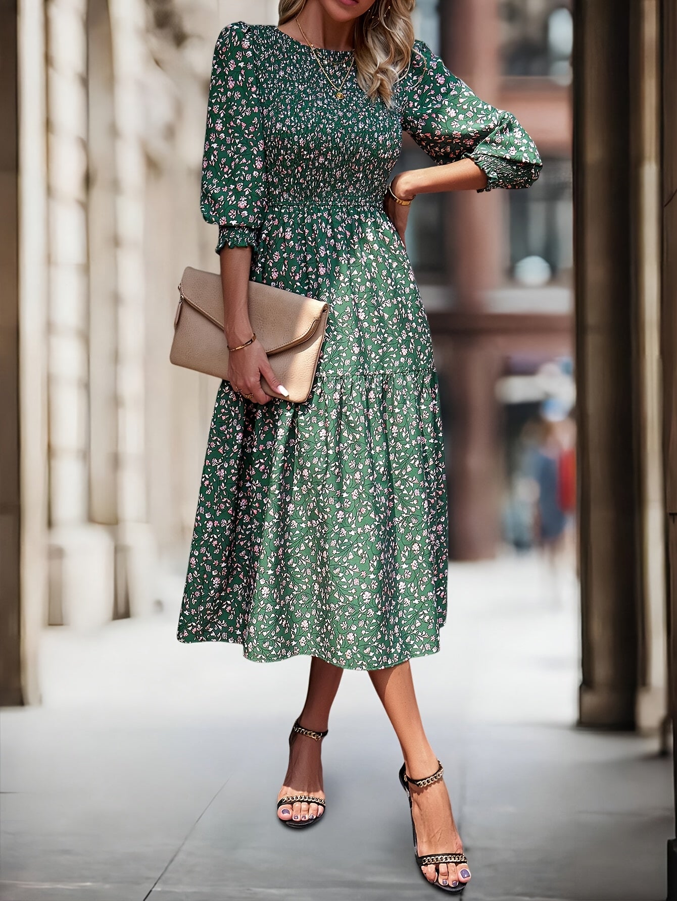 Wendy | Bloemenprint Midi Jurk