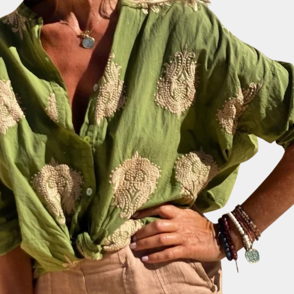 Julia | Boho-Geïnspireerde Linnen Kropblouse