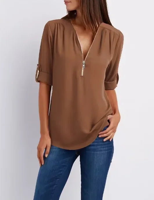 Renate | Elegante zomertop met ritssluiting