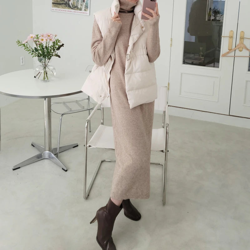Robe pull japonaise y2k pour femme, col roulé, manches longues, épaisse, ample, tricotée, longue, nouvelle collection automne hiver 2025