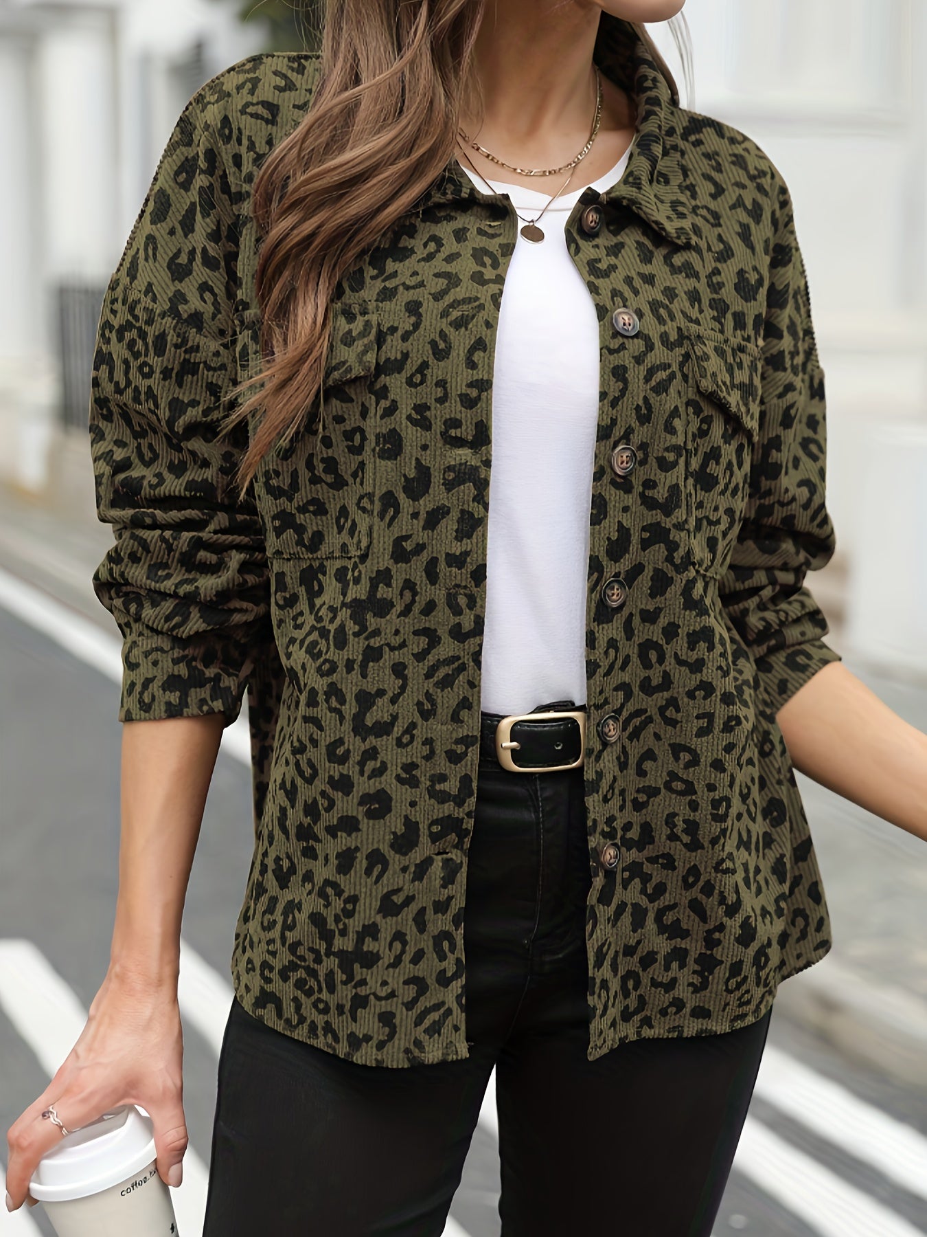 Sanneke | Chic Corduroy Jas Met Zakken En Knopen