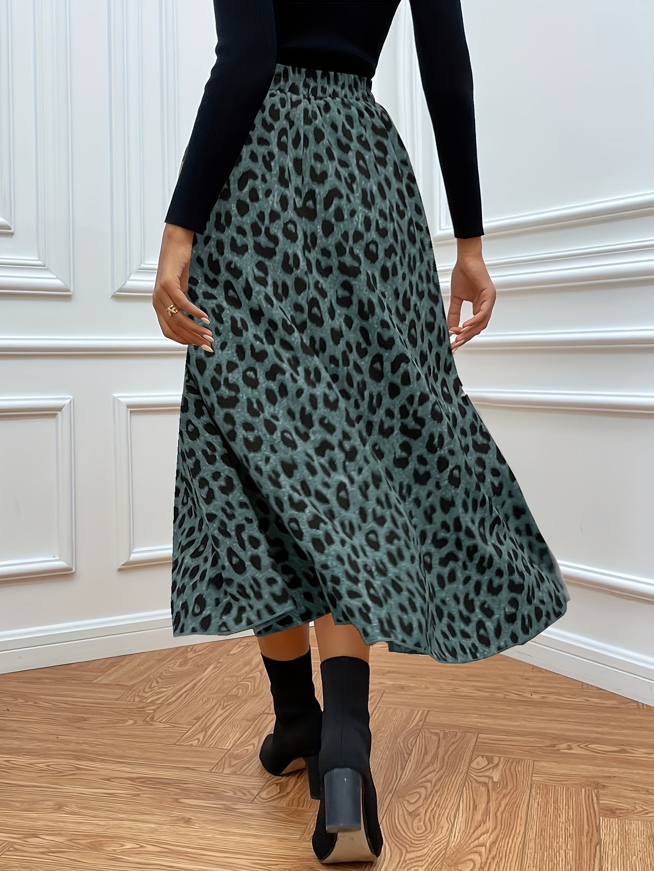 Saskia | Midi-Rok Met Hoge Taille En Luipaardprint
