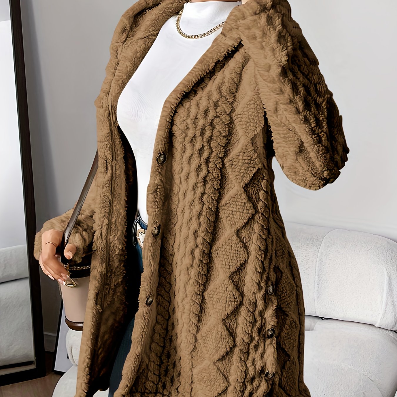 Dora | Lange Pluche Cardigan