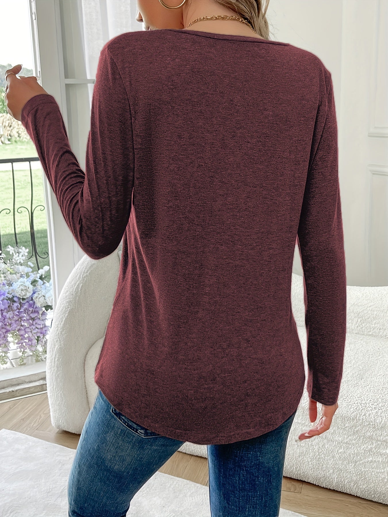 Isabel | Casual V-Hals Top Met Lange Mouwen