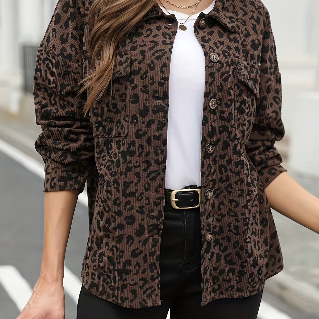 Sanneke | Chic Corduroy Jas Met Zakken En Knopen
