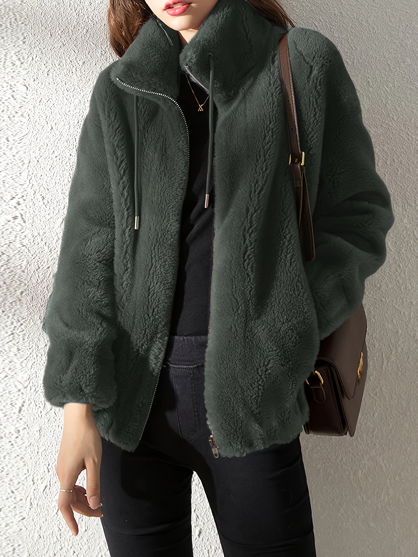 Geertruida | Casual Pluche Jack Met Rits