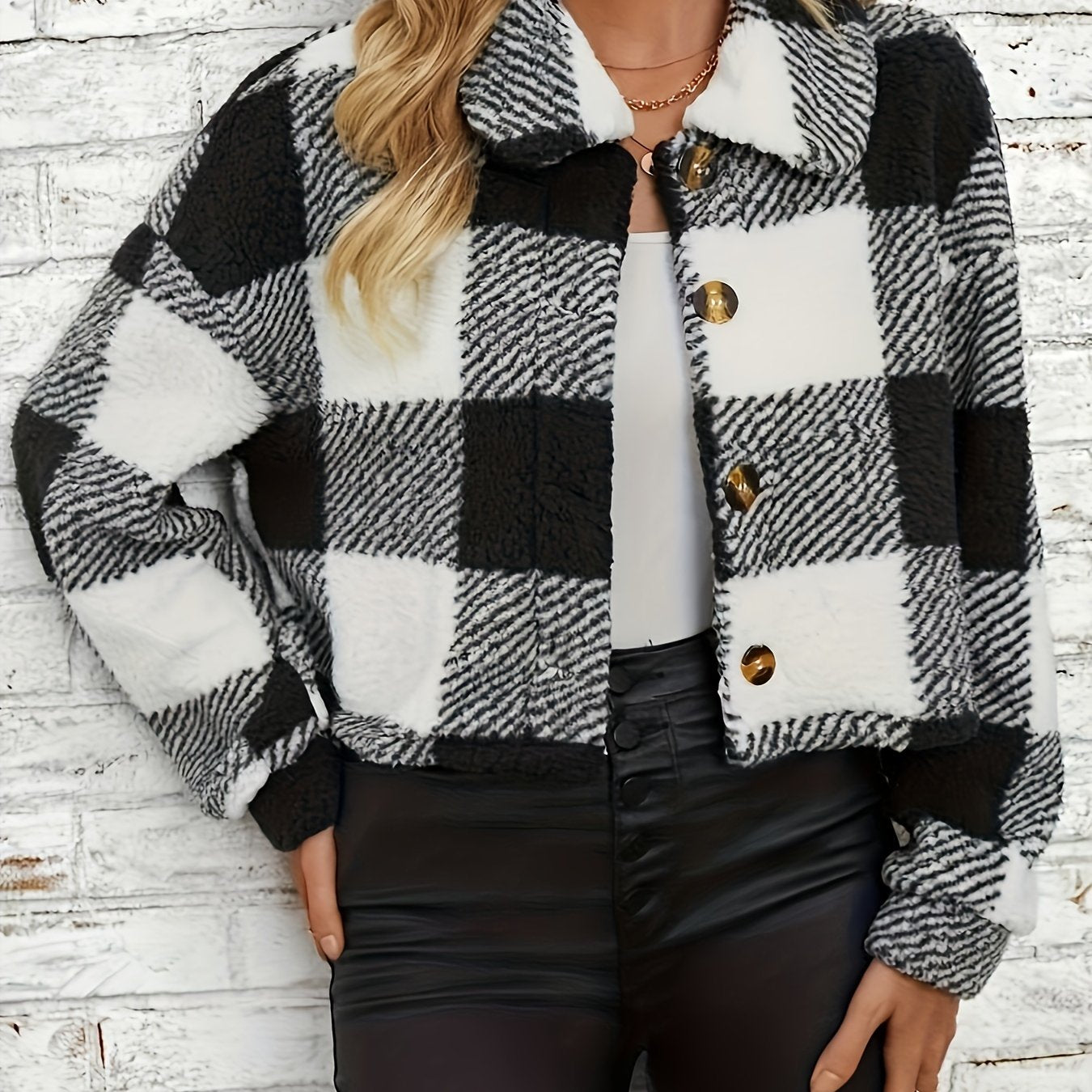 Rosalie | Geruite Teddy Jas Voor Dames