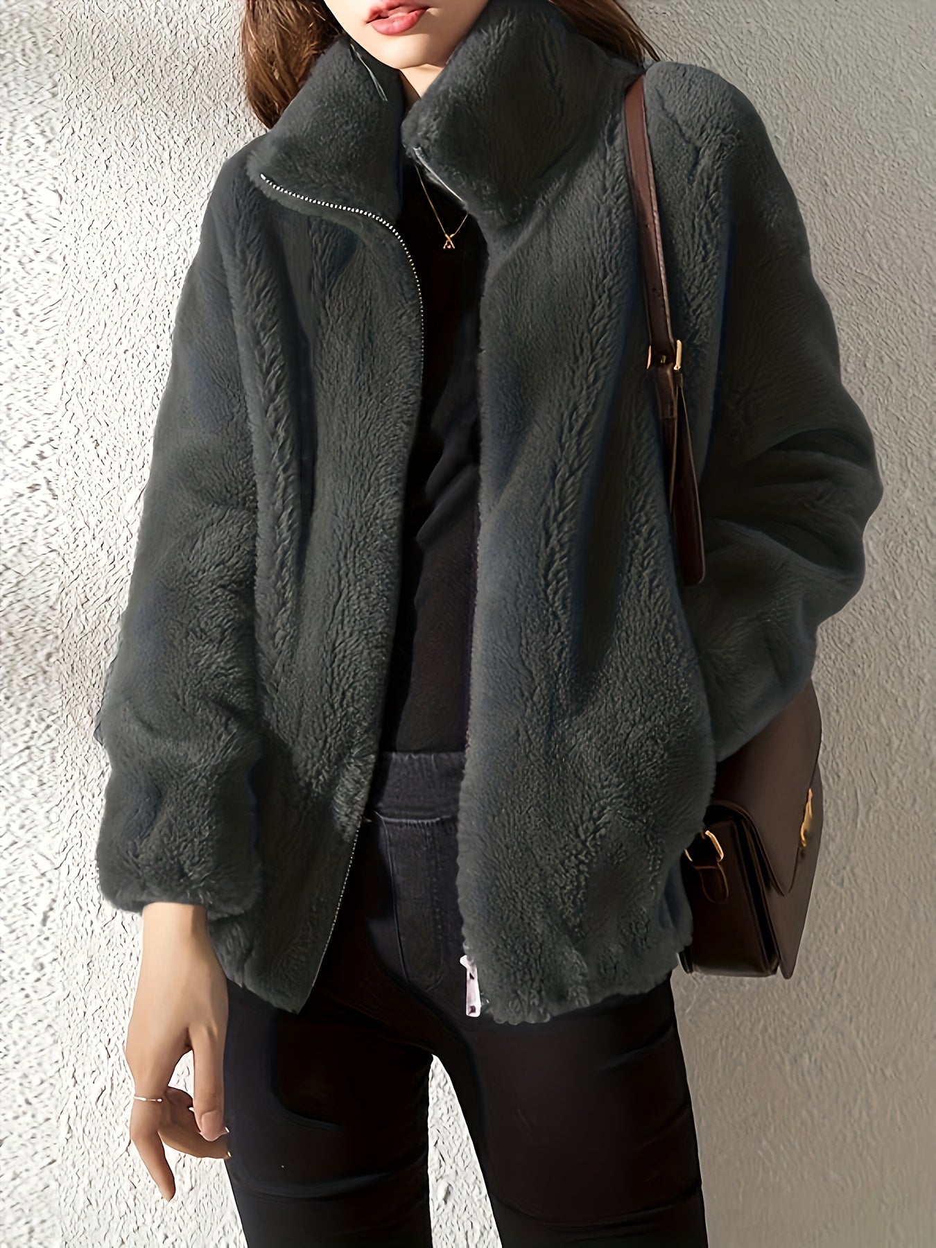 Geertruida | Casual Pluche Jack Met Rits
