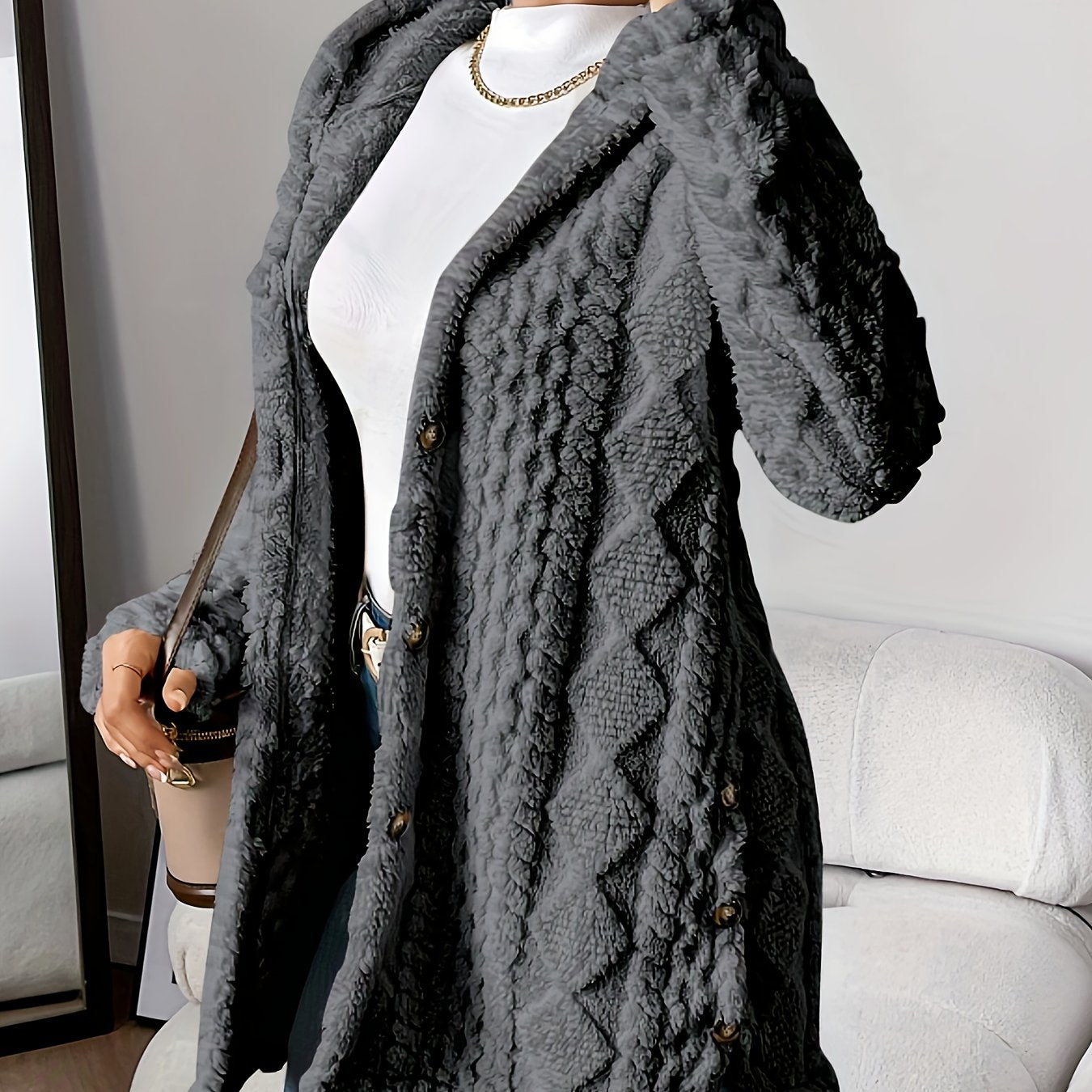 Dora | Lange Pluche Cardigan
