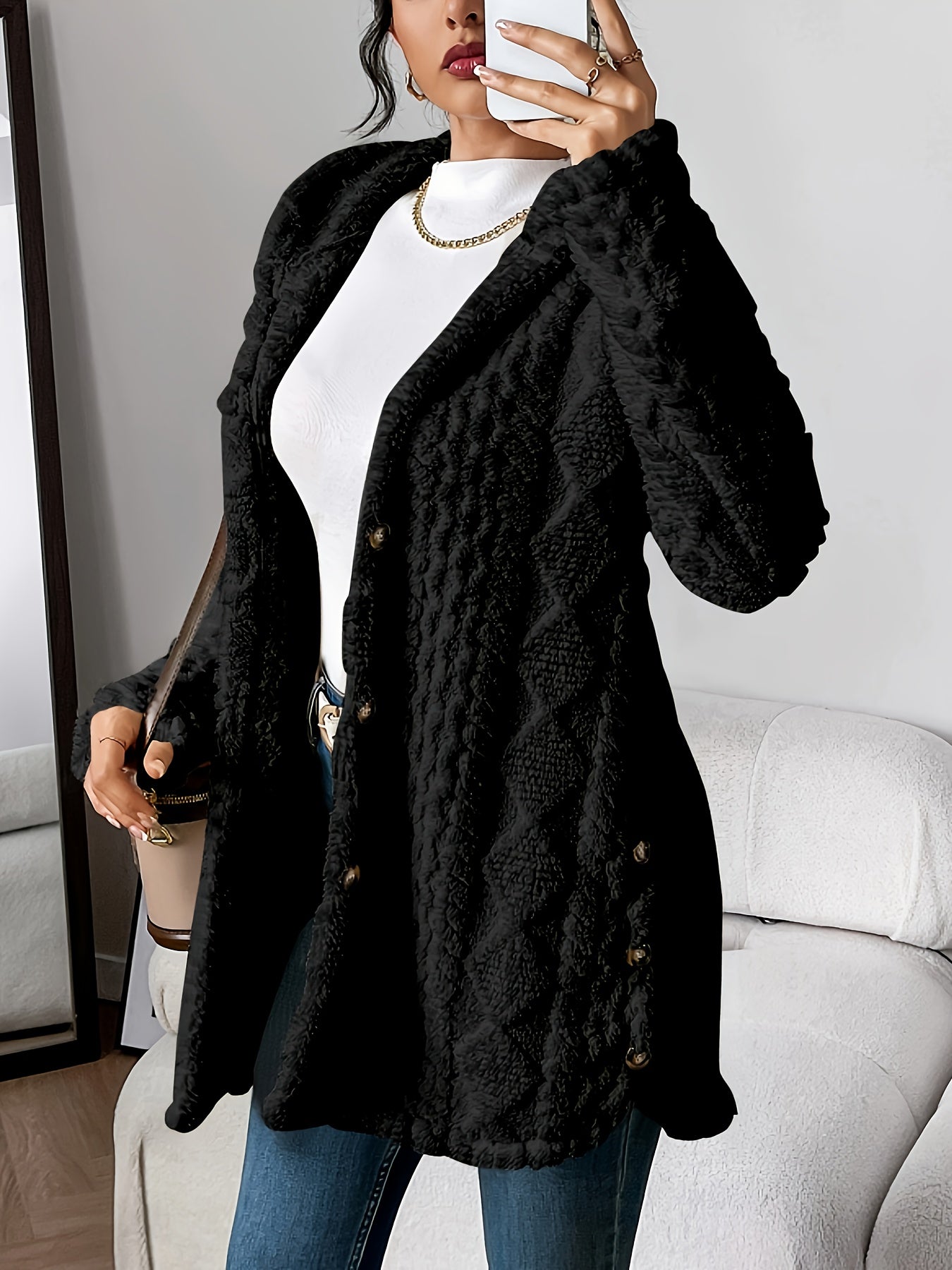 Dora | Lange Pluche Cardigan