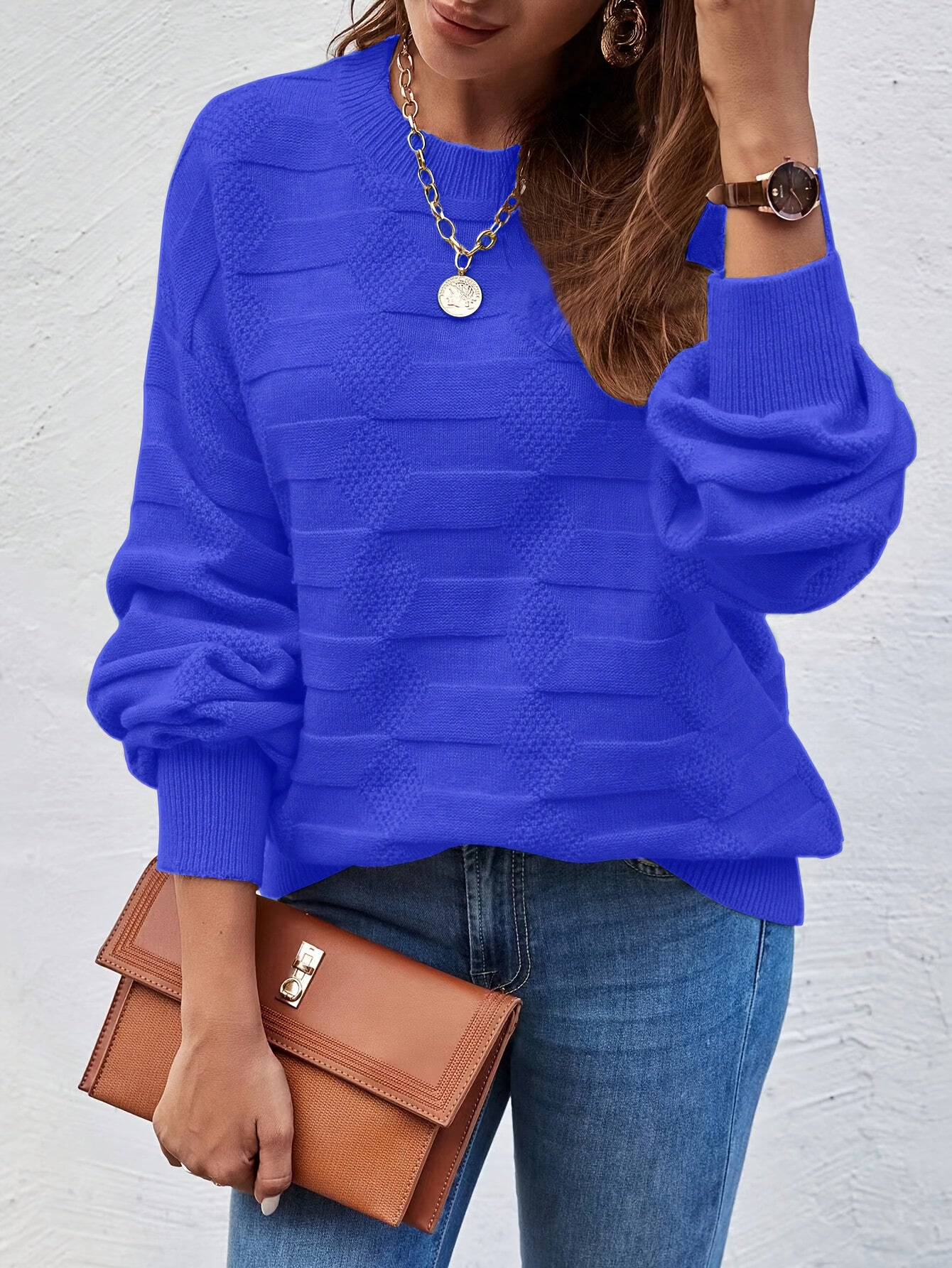 Karin | Casual Gebreide Trui Met Ronde Hals