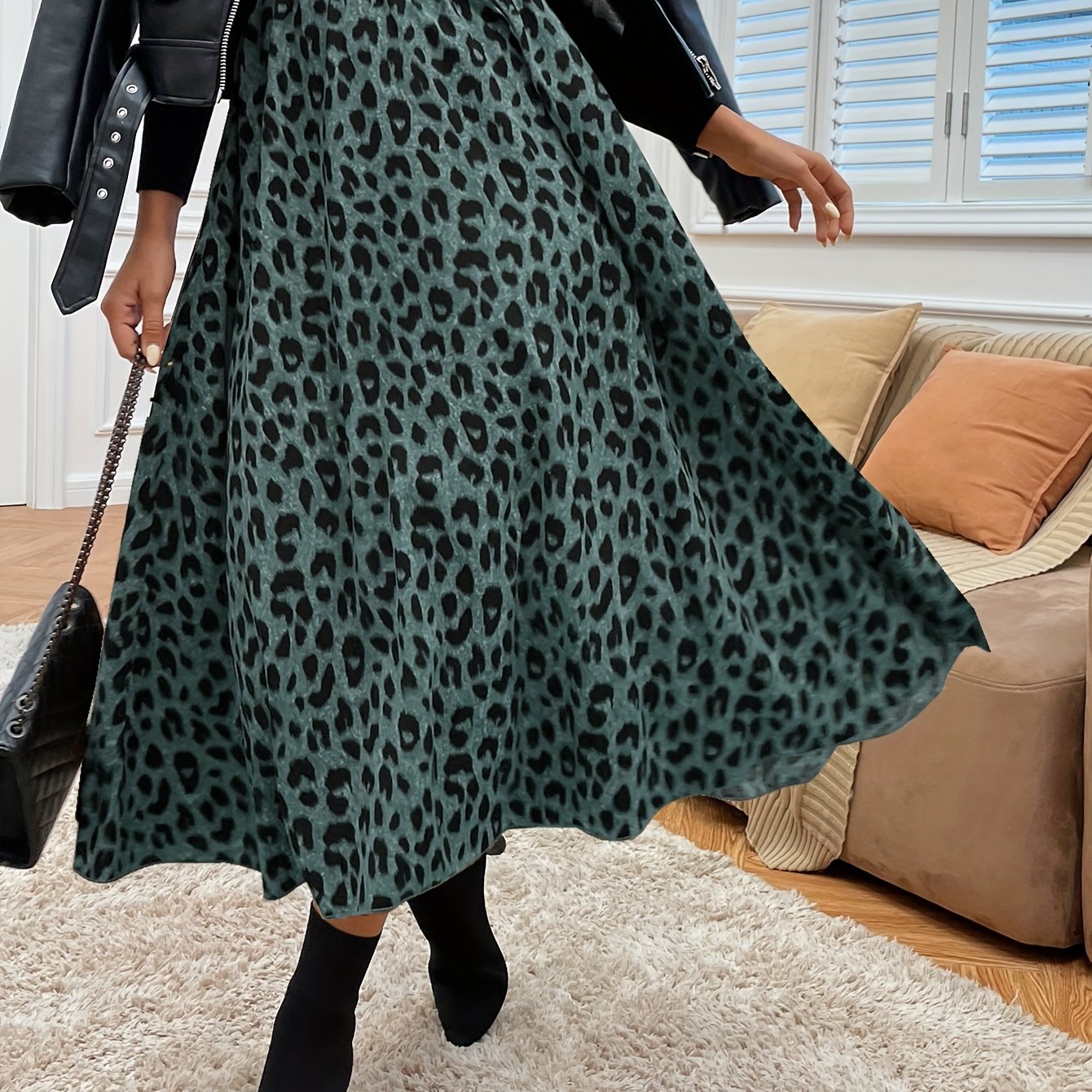 Saskia | Midi-Rok Met Hoge Taille En Luipaardprint