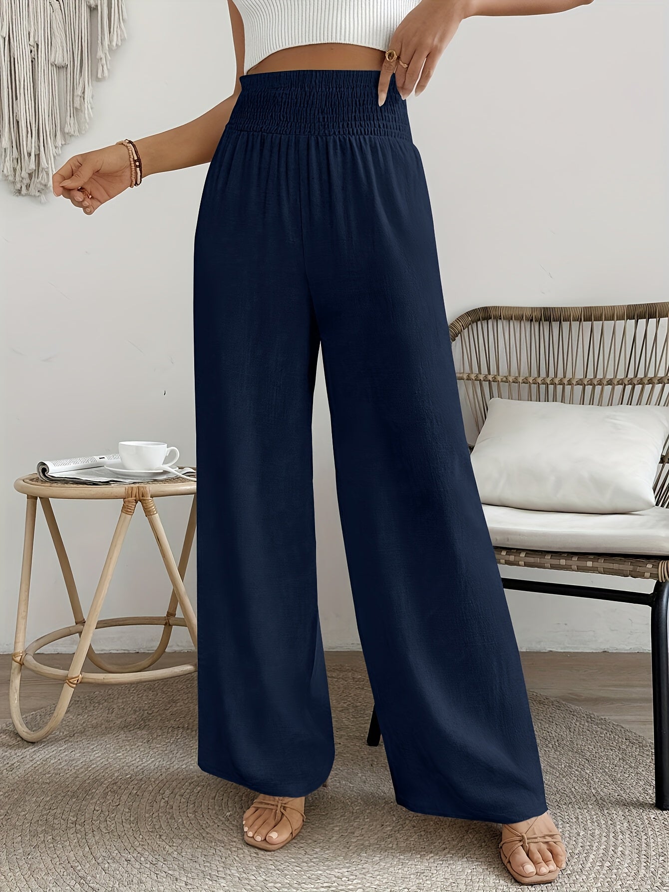 Ella | Casual Losse Broek Met Effen Kleur