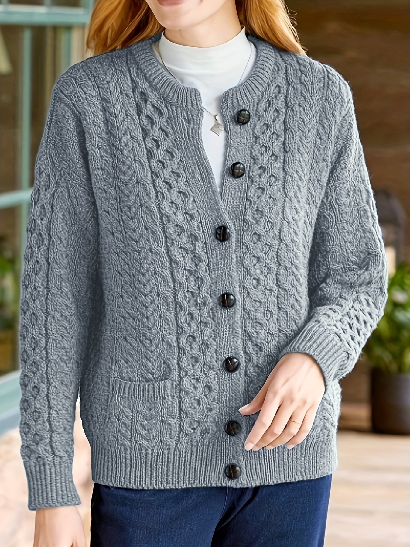 Lonneke | Geometrisch Kabelvest Met Knopen
