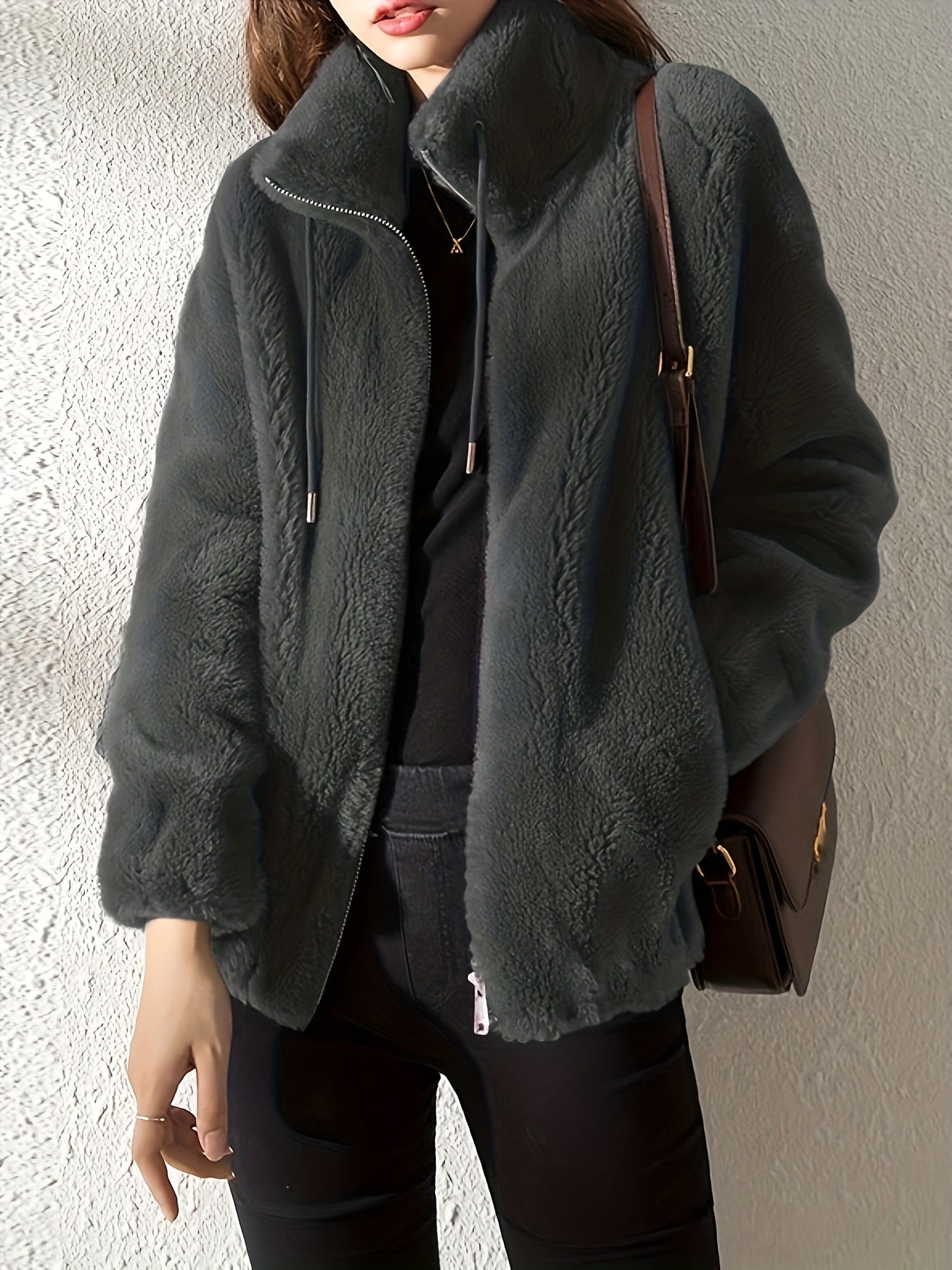 Geertruida | Casual Pluche Jack Met Rits