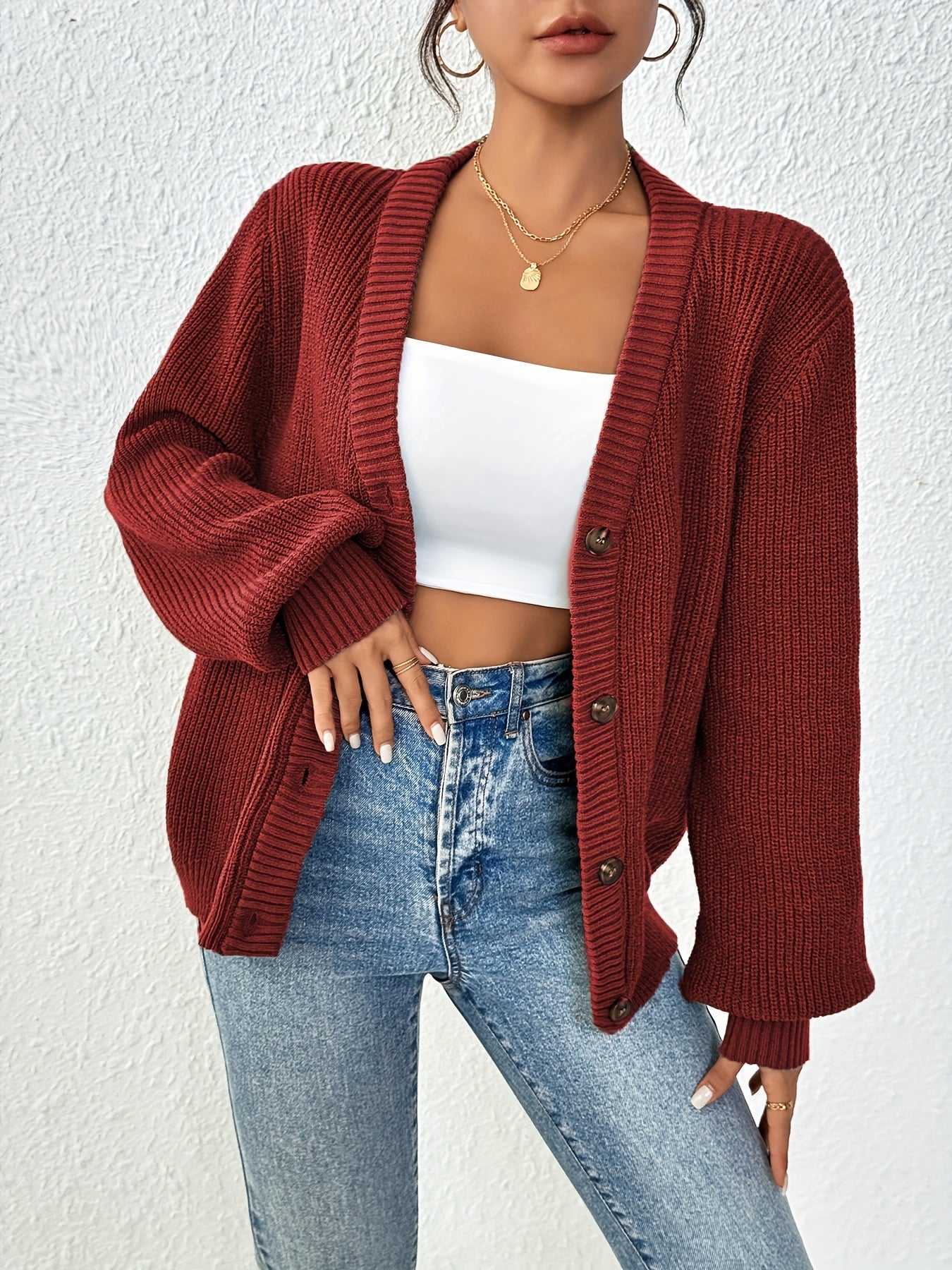 Hanna | Grofgebreid Vest Met Knopen