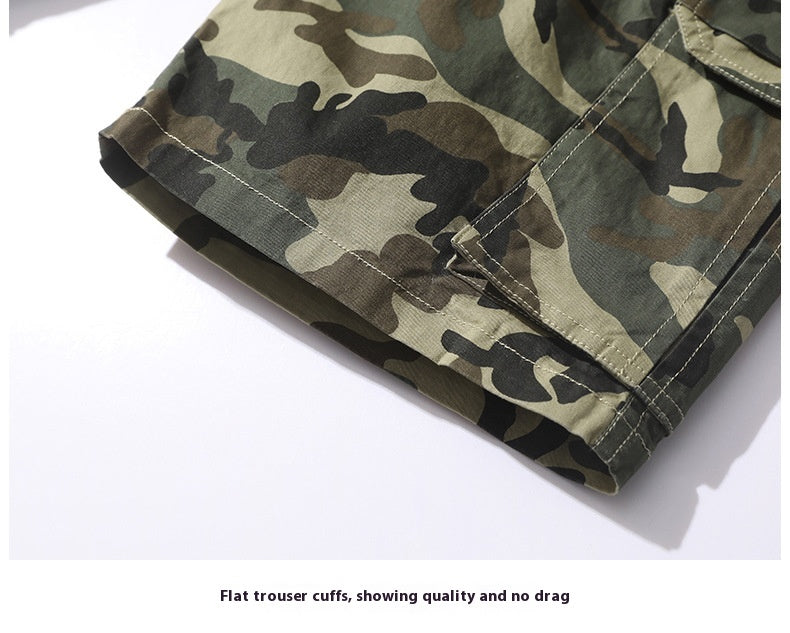 Men's Straight Casual Pants Camouflage Multi-pocket Workwear Shorts