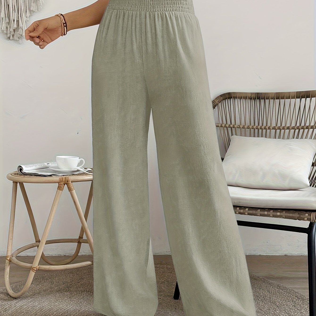 Ella | Casual Losse Broek Met Effen Kleur